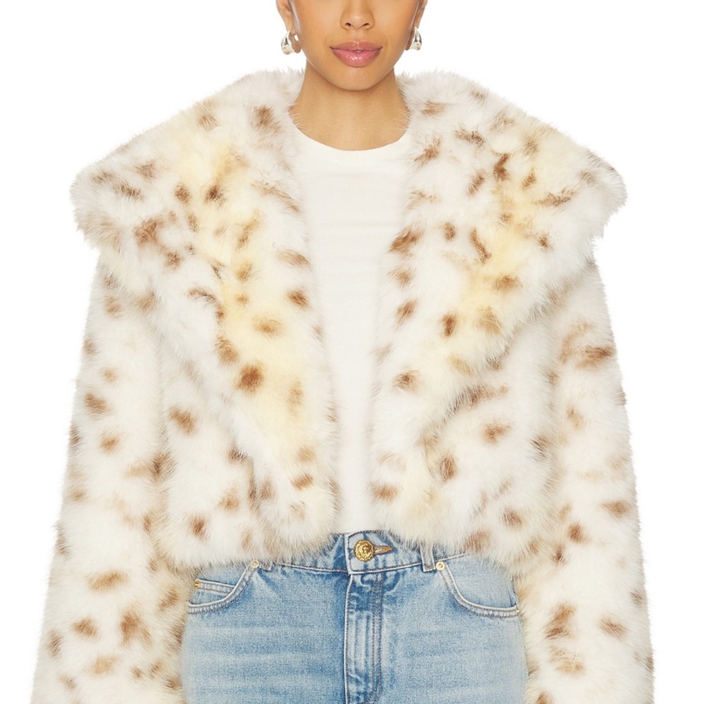 Rockie Faux Fur Cropped Jacket White Leopard Revolve - More to Come